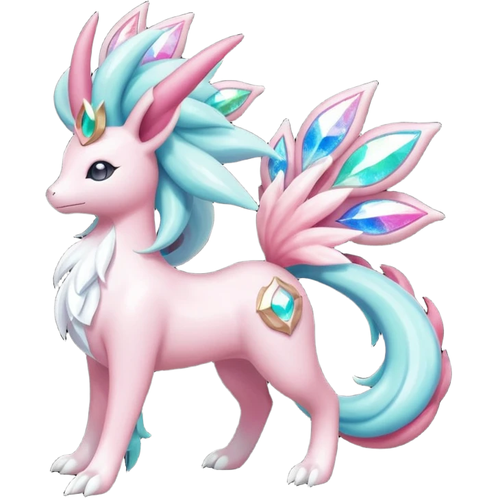 Celestial Magical sparkly shiny glittery Shaymin-Suicune-Milotic-Amaura-Pokémon-Fakémon-fusion, full body emoji