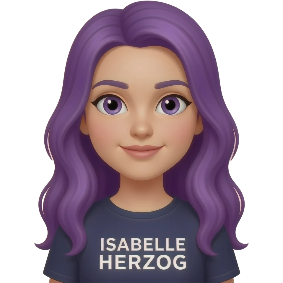 girl with long purple hair with a ISABELLE HERZOG sign emoji