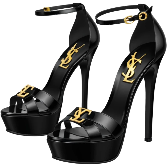 YSL TRIBUTE heels SANDAL black PATENT LEATHER emoji