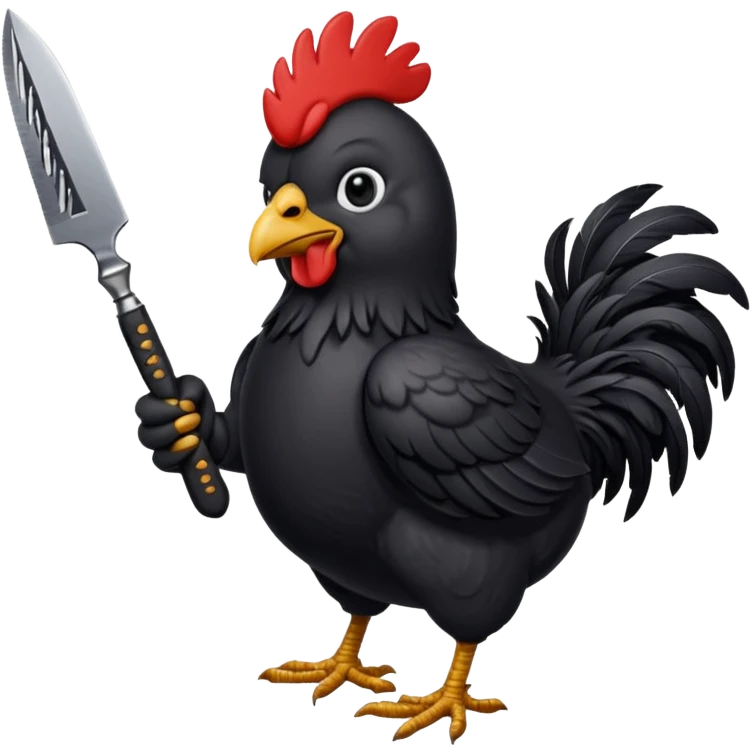 black chicken holding knive emoji