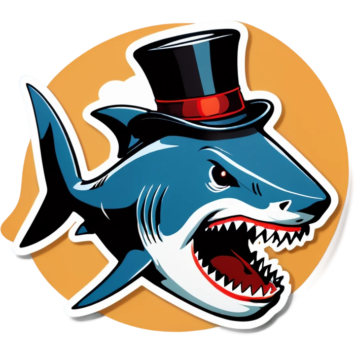 Shark with a top hat emoji