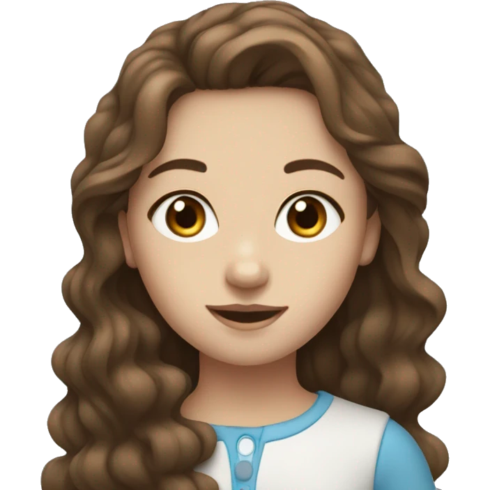 girl with wavy brown hair and blue eyes emoji