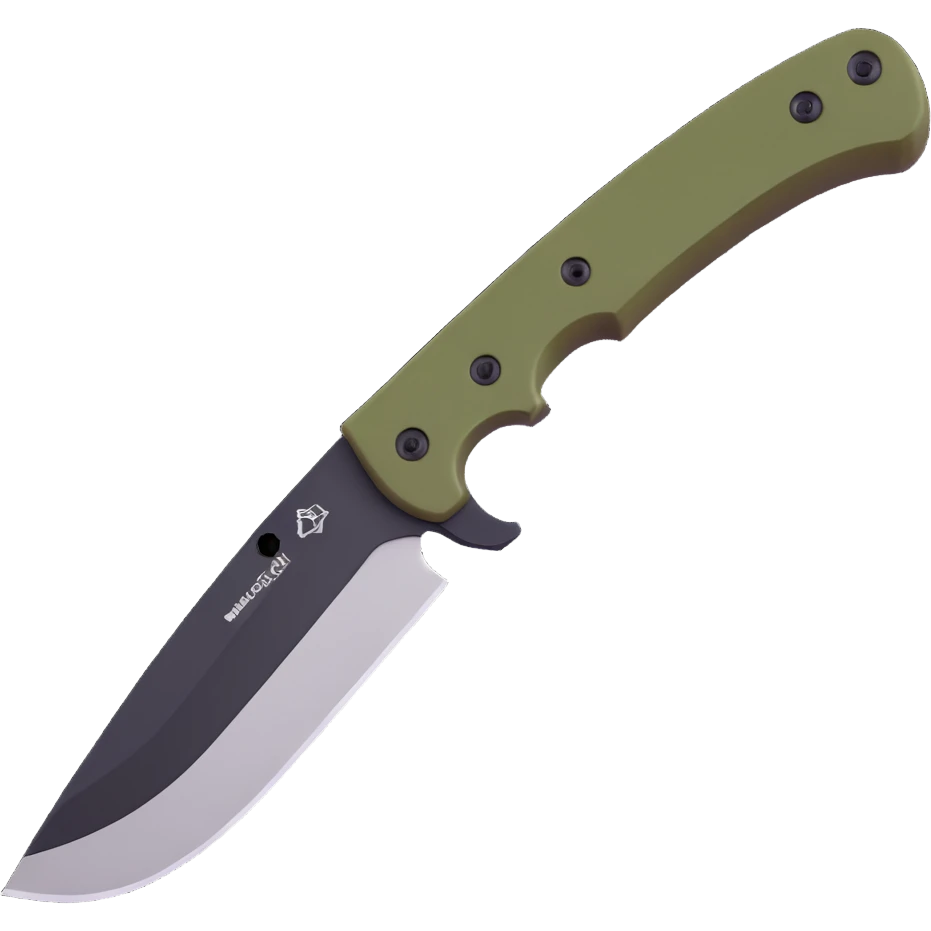 tactical bushcraft knife with olive green handle emoji