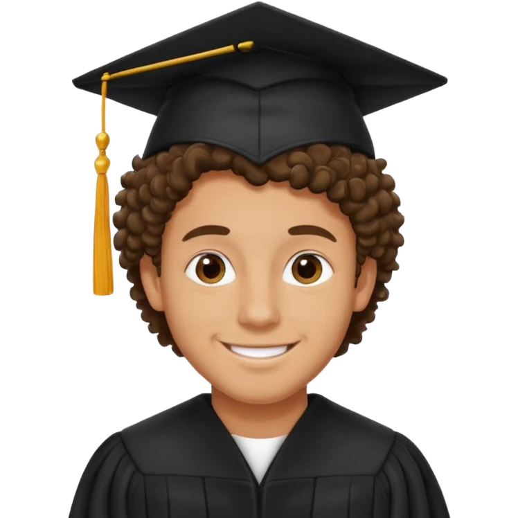 hombre moreno con pelo no tancrespo graduado con toga emoji
