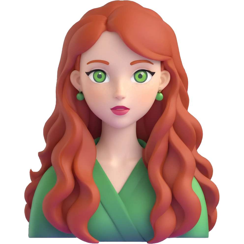 redhead with long hair and green eyes emoji