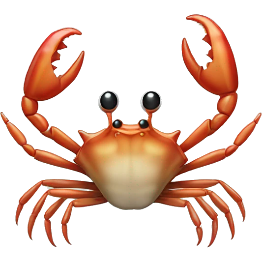 a small crab with its arms up holding an anchovy in its claws emoji