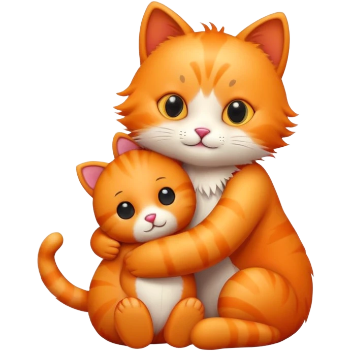 cat hugs a little bear emoji