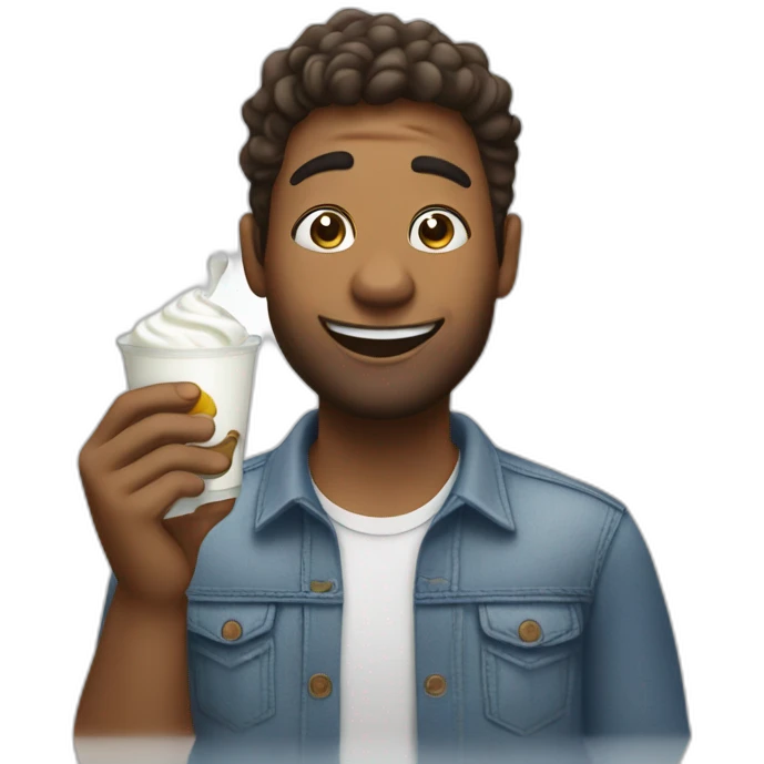 guy emjoys his yogurt emoji