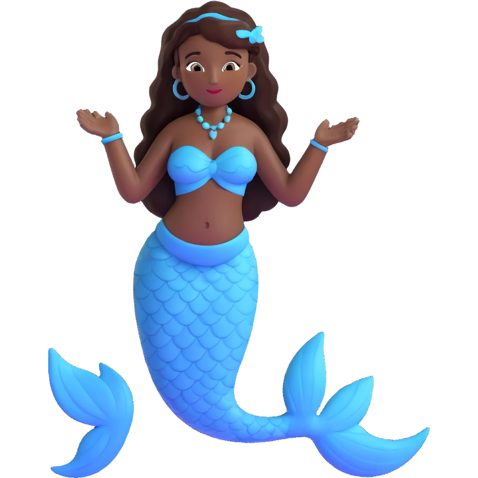 full body black mermaid with dark skin and fish tail emoji