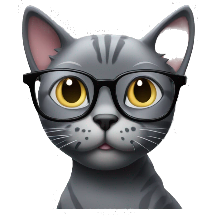 a cute grey and black cat with glasses drinking redbull emoji