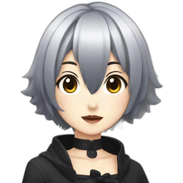Nana Ōsaki in Anime with a gothic style, short black hair emoji