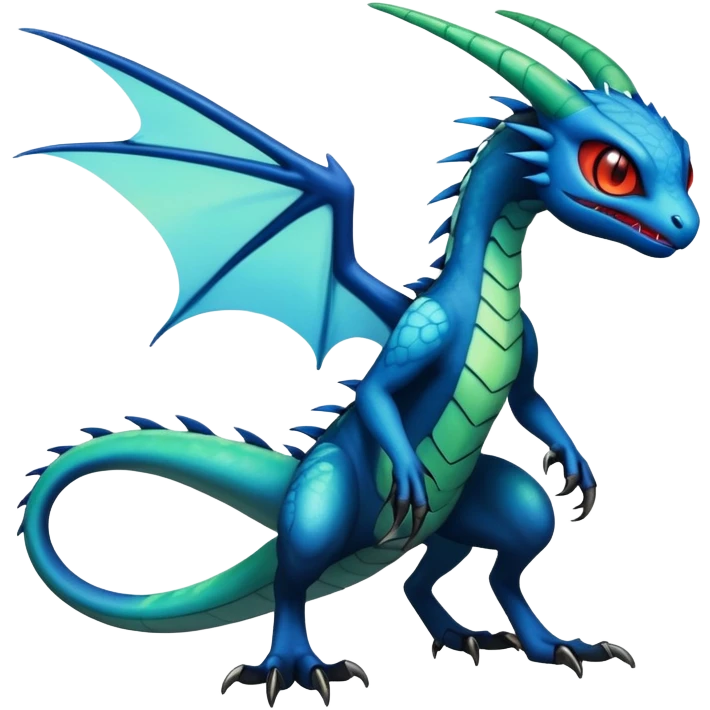 Cool Edgy black-blue ethereal badass punky Trico-Flygon-animal-creature full body emoji