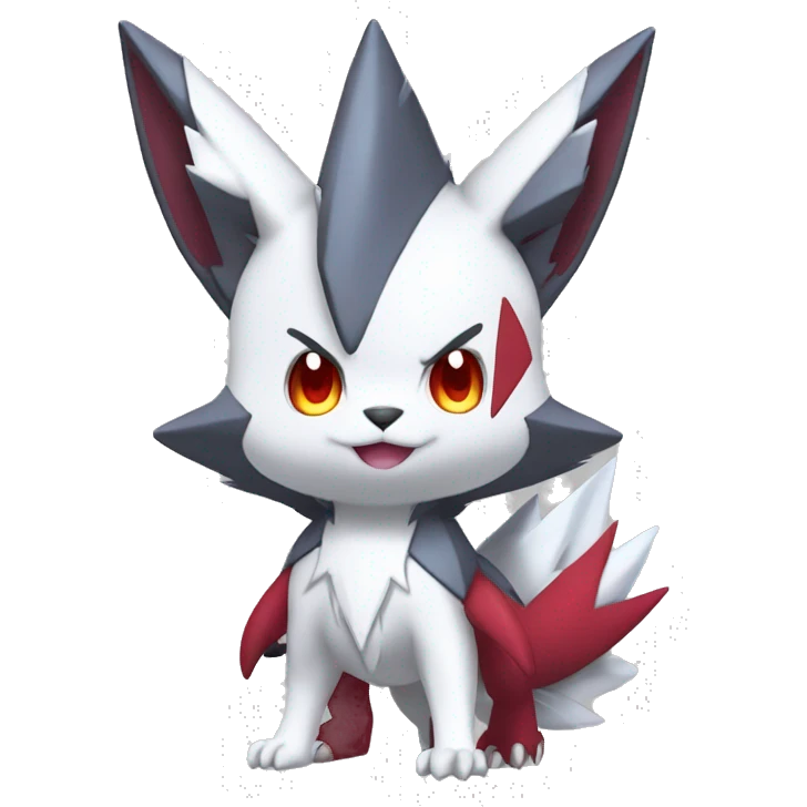 Cool Edgy Cute Chibi Shiny Zangoose-Zoroark-Fakemon-Pokémon Full Body Detailed High Quality emoji