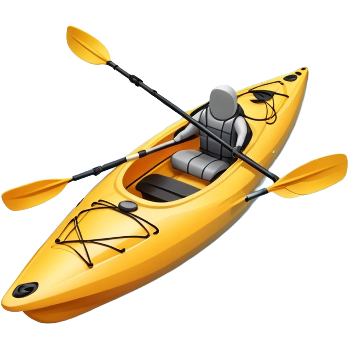 An icon showing a close-up of a sleek kayak with double-bladed paddles gliding through water. Splashes surround the boat as it cuts across a calm surface, symbolizing speed and focus. Transparent background emphasizes the dynamic and personal nature of kayak paddling. emoji
