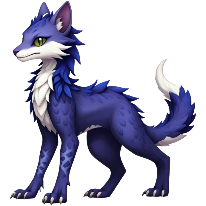 Kawaii dark edgy fantasy feline-vernid-sergal-fursona animal creature with a tufted tail full body with intricate markings  emoji