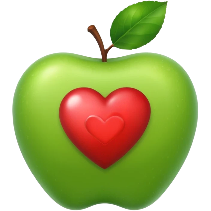 create a green apple that is shaped like a heart emoji