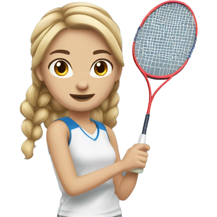 badminton player female ponytail light skin wavy hair playing badminton emoji