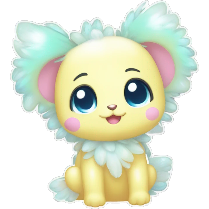 Shiny Kawaii Innocent Shy Baby Sparkly Colorful Pastel Fluffy beautiful fantasy Kawaii Ethereal Sona Fakemon-animal Full Body emoji