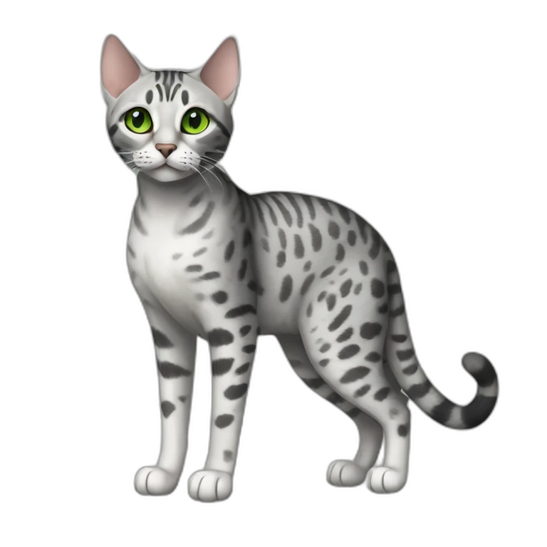 Egyptian Mau cat with green eyes, full-height emoji