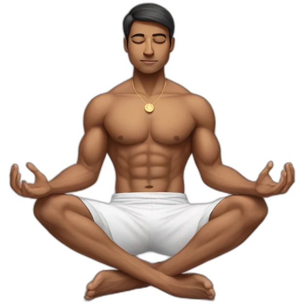  Indian male Athlete with abs doing meditation  emoji