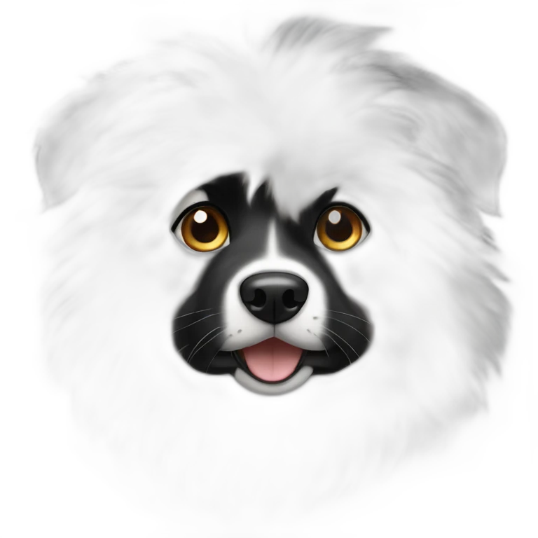 Black Aussie dog with white fur coming down from top of head to eye section emoji