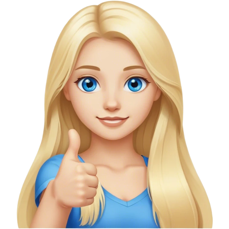 Pretty Blonde with long hair model, blue eyes Thumbs up emoji