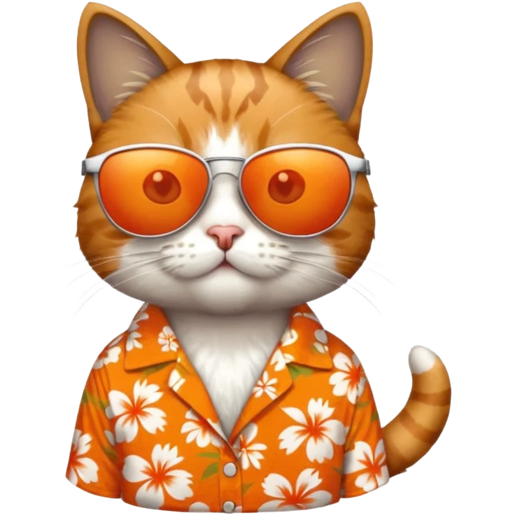 Cat with Hawaiian shirt and sunglasses. emoji