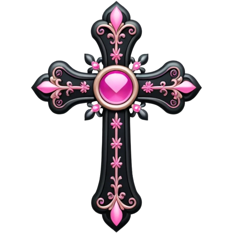 black pink goth cross , no woman emoji