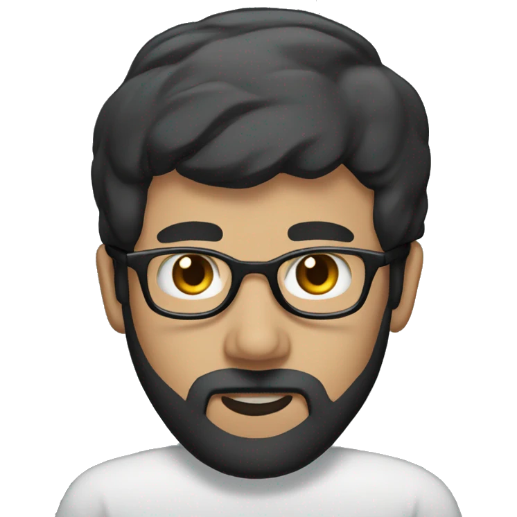 Man, short balding black hair, long black beard, glasses emoji