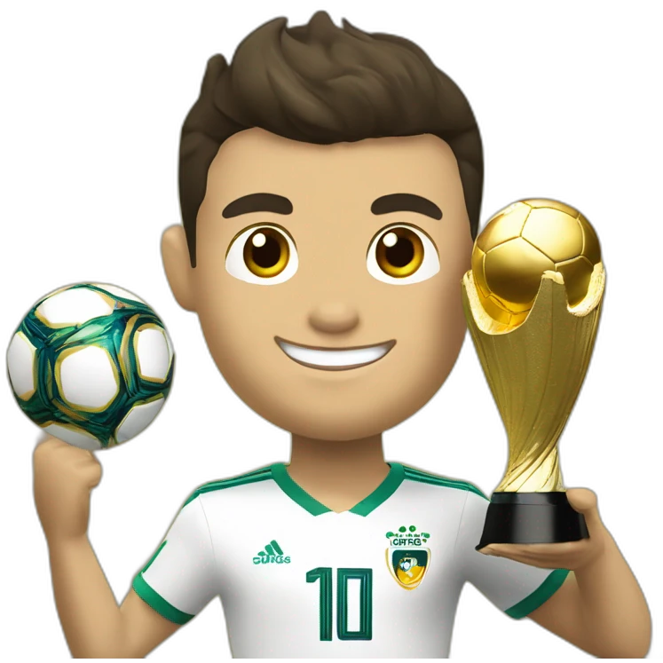 cristiano ronaldo com um trofeu da copa do mundo emoji