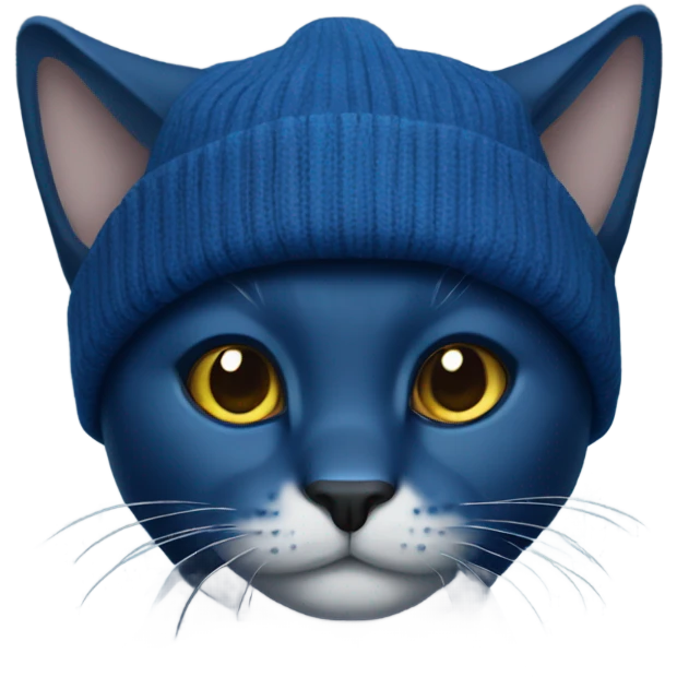 dark blue cat with beanie emoji