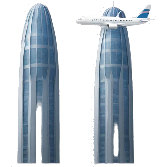 Two towers with a plane in it emoji