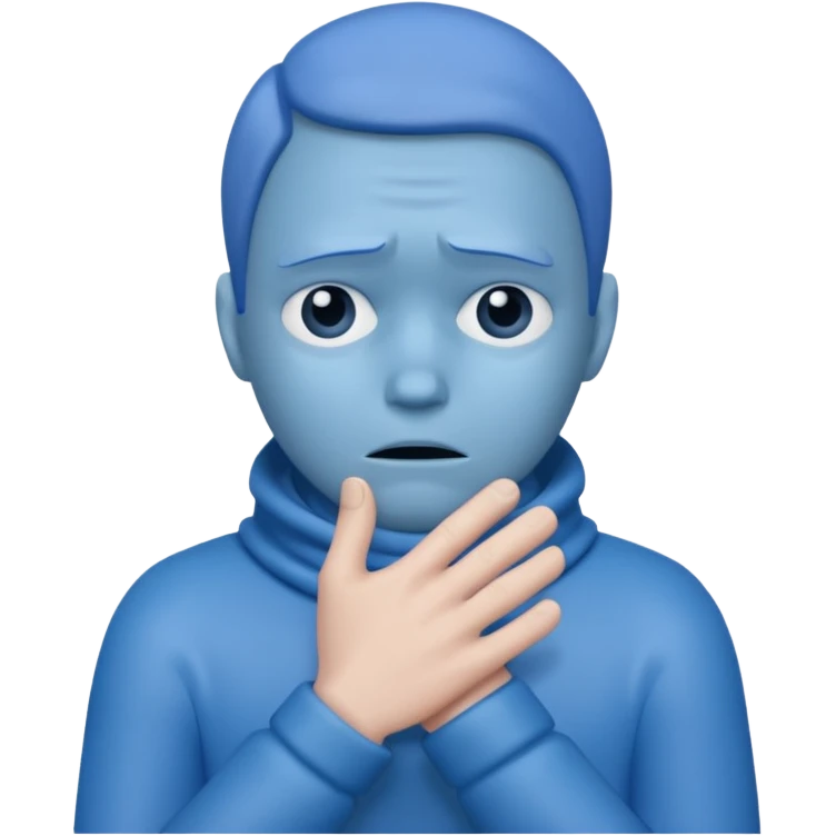 Uma pessoa azul de frio congelando emoji