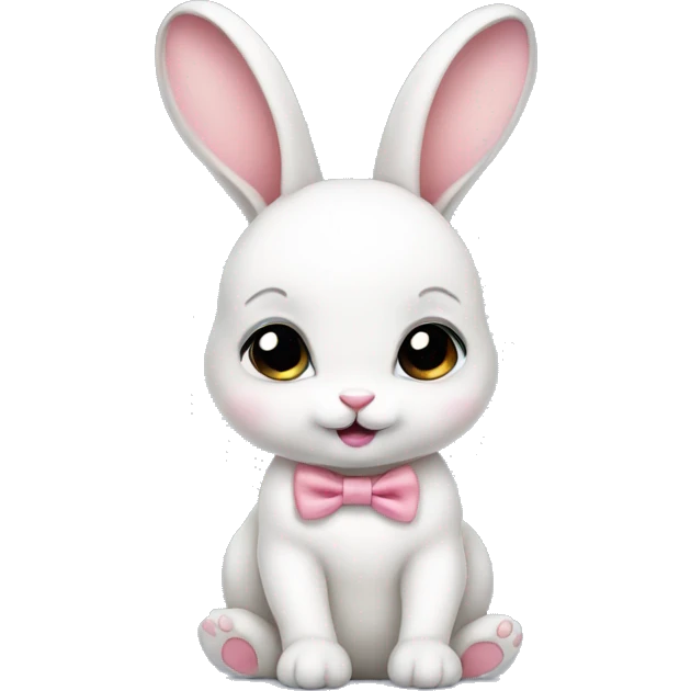 Baby bunny with coquette bow on ear emoji