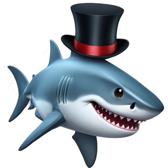 Shark with a top hat emoji