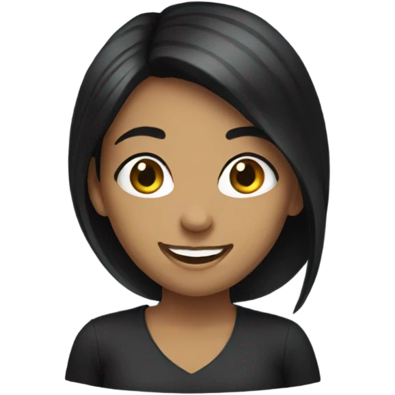 Girl with black hair, holding money and smiling emoji