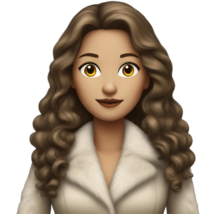 Beautiful realistic long hair light brunette mob wife with fur coat emoji