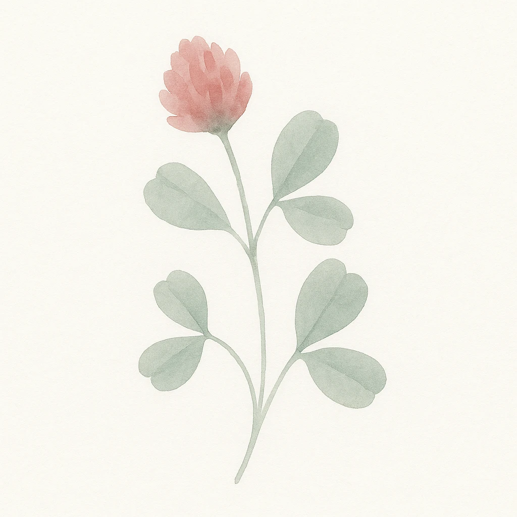 a clover with a flower, soft watercolor style emoji