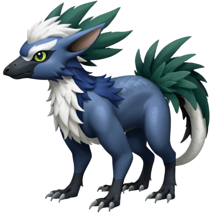 Shiny Black Grey White and Dark-Green Trico-Nargacuga-Silvally-Absol-fusion emoji