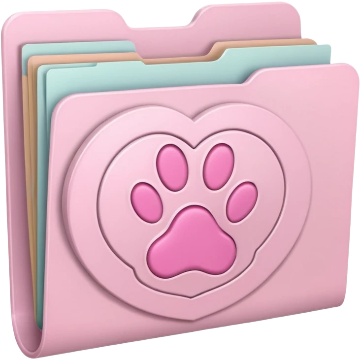 a pastel folder of documents with a pawprint on it emoji