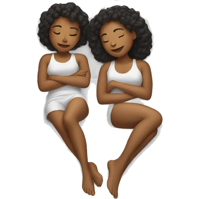 Sisters laying in bed emoji