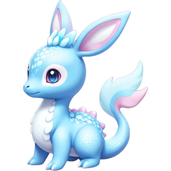 Shiny Exotic Colorful Ethereal Sparkly Sylveon-Lapras-Amaura-Aurorus-Fakémon-hybrid-creature (full body)  emoji