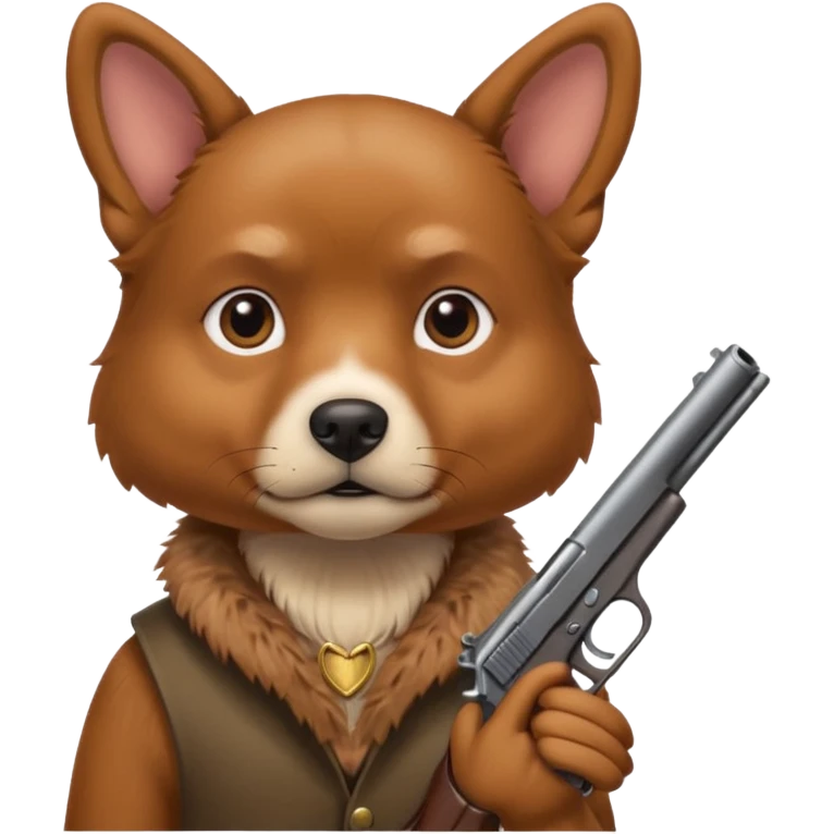 A dog holding a gun emoji