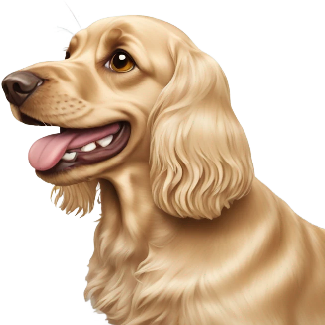 blonde Cocker spaniel eating emoji