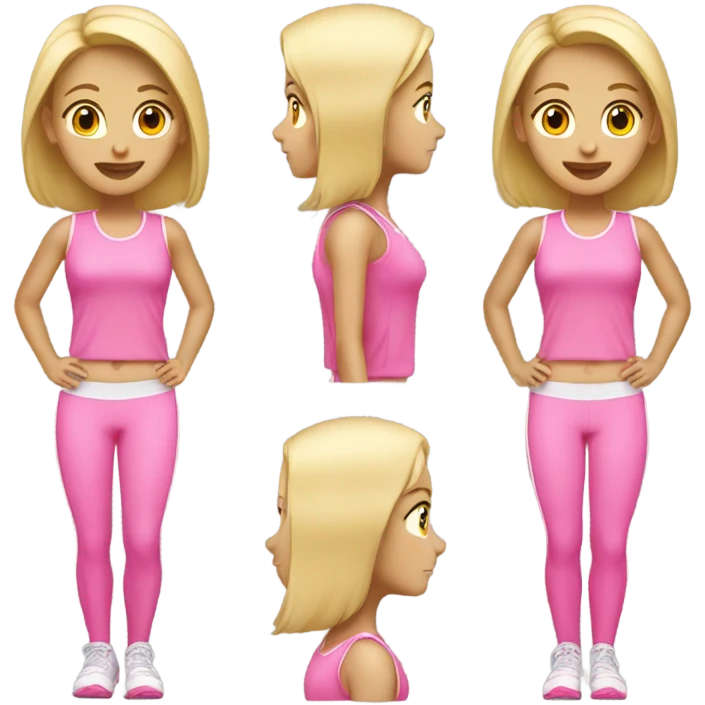Sport walking blonde girl with pink clothes emoji emoji