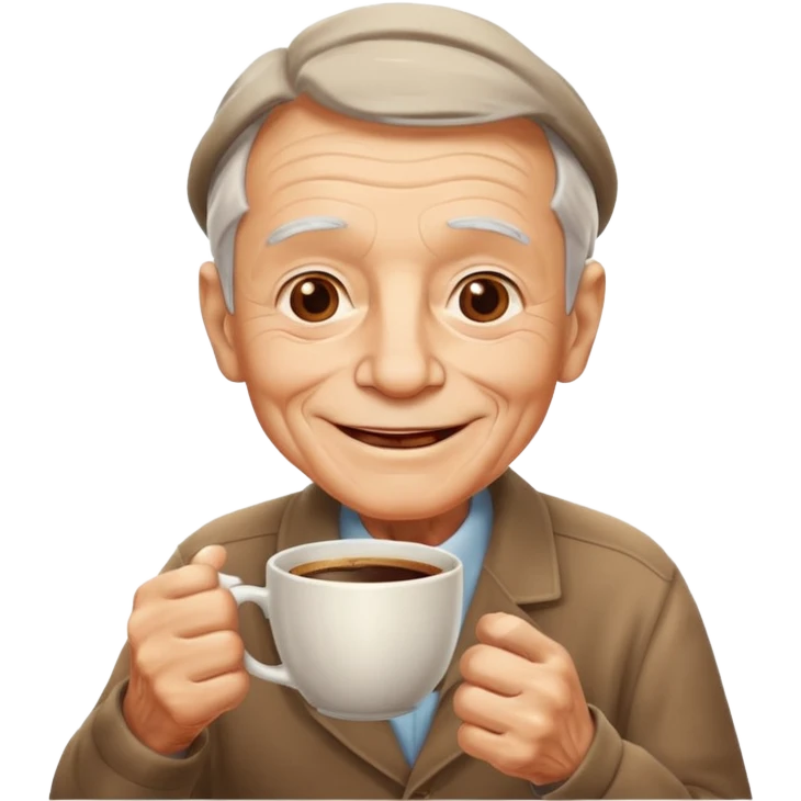 elderly with coffee men emoji
