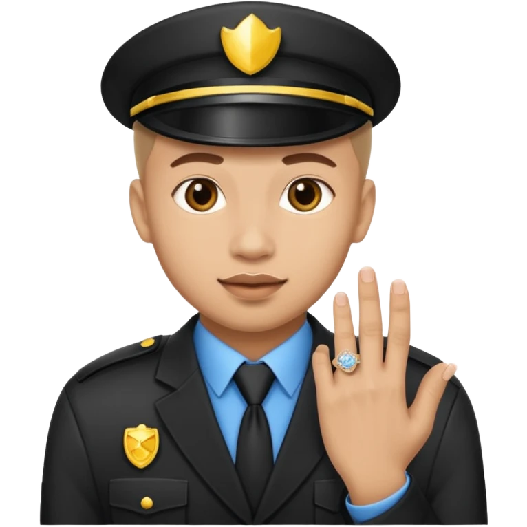 A security worker with a ring, ready to propose emoji