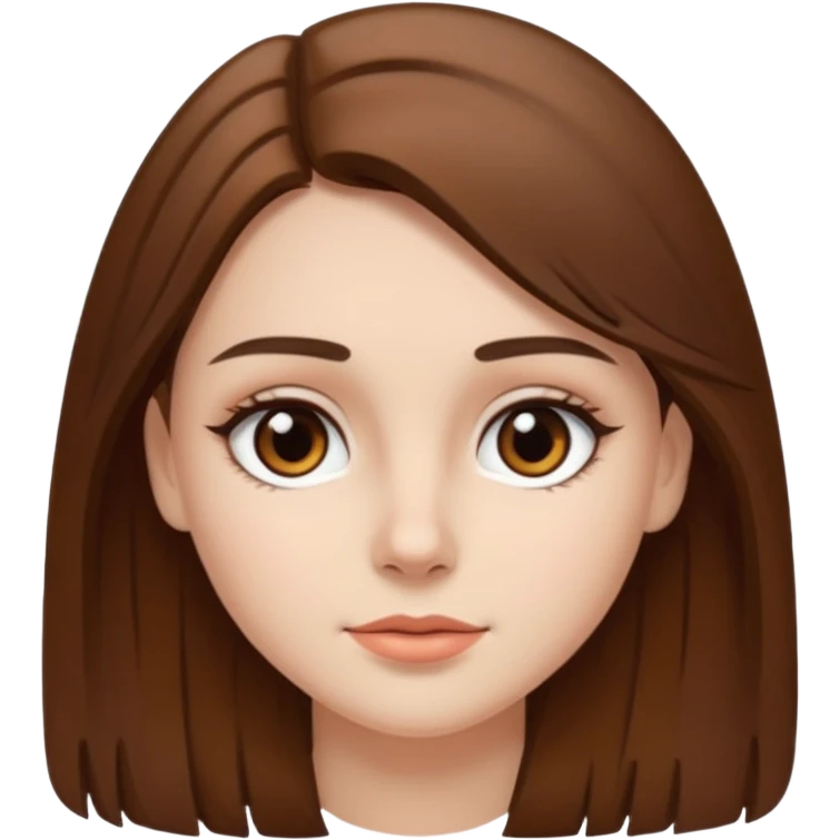 Orta saçlı kız saçı açık kaşlar kahve saçlar siyah gözler kahve emoji