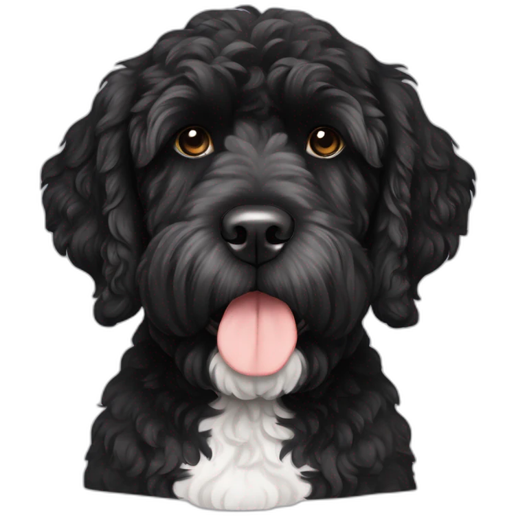 black face Portuguese water dog with white chin and chest emoji