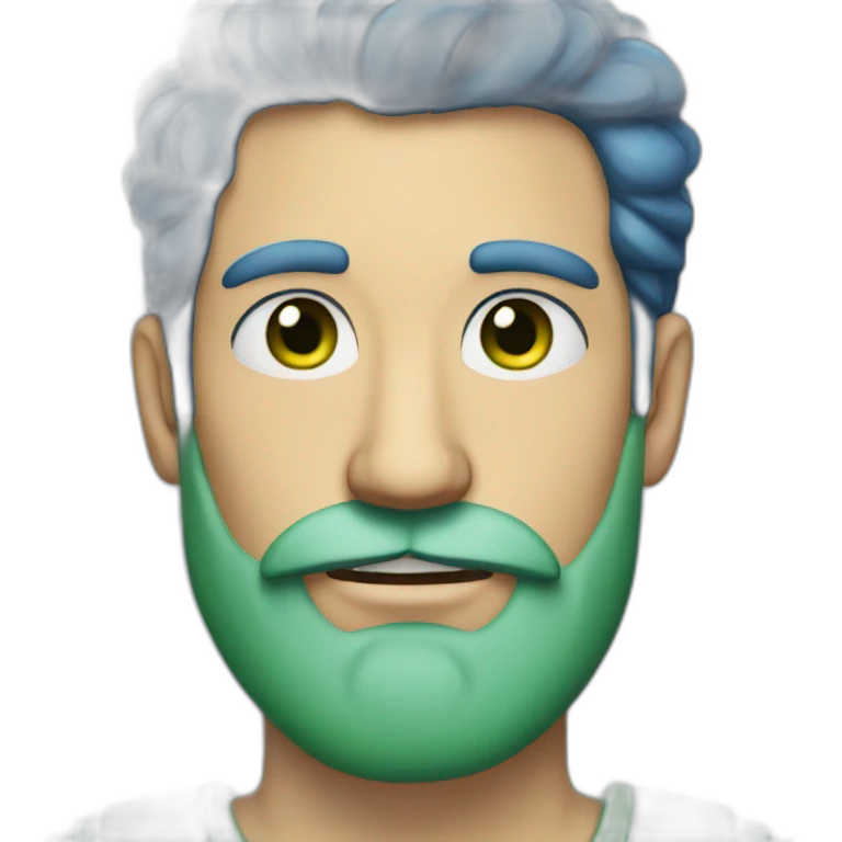 a man with a blue beard and green eyes emoji